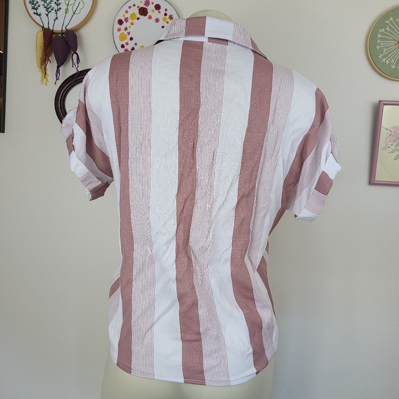 ASOS Tie Front Mauve Pink Button Picnic Shirt | M - Picture 9 of 13